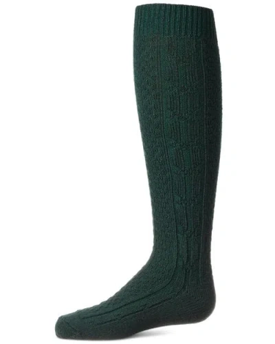 Memoi Kids'  Cozy Cable Ribbed Knit Knee-high Socks In Green