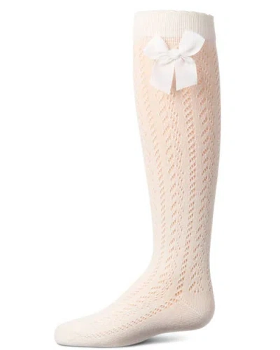 Memoi Kids'  Crochet Bow Knee High Sock In Brown