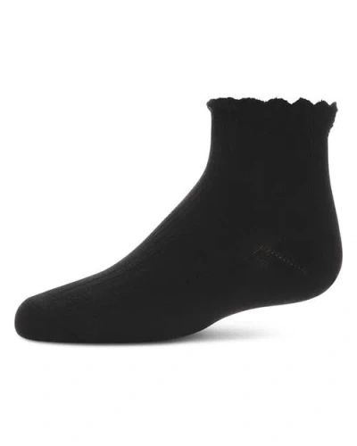 Memoi Kids'  Crochet Ruffle Anklet Socks In Black