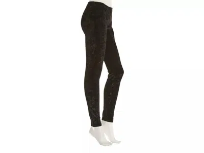 Memoi Crushed Velvet Fashion Leggings In Black