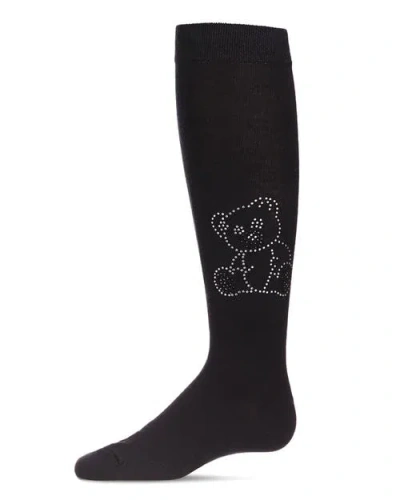 Memoi Kids'  Crystal Bear Knee-high Socks In Black