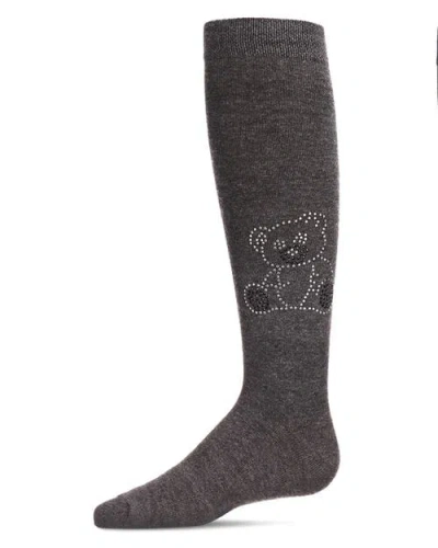 Memoi Kids'  Crystal Bear Knee-high Socks In Gray