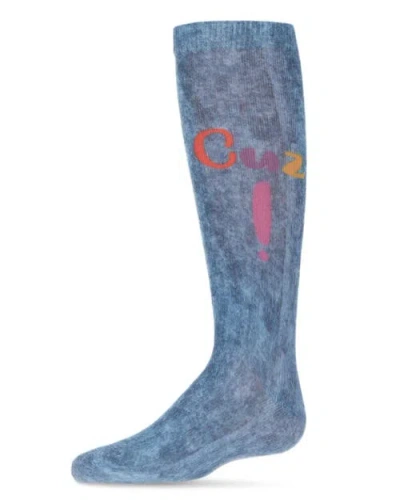 Memoi Kids'  Cuz! Acid Washed Knee High Sock In Blue