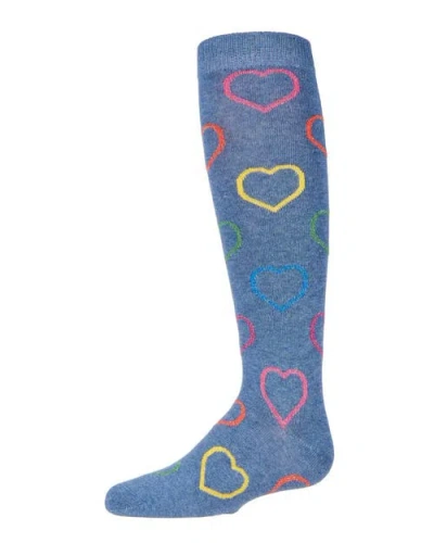 Memoi Kids'  Dazzling Hearts Knee High Socks In Blue