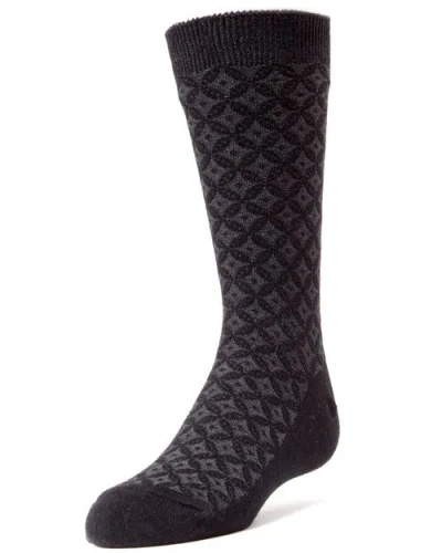 Memoi Kids'  Diamonds And Dots Crew Socks In Black