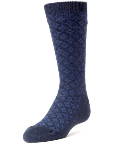 Memoi Kids'  Diamonds And Dots Crew Socks In Blue