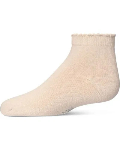 Memoi Babies'  Ditsy Floral Scalloped Cuff Anklet Sock In Gold