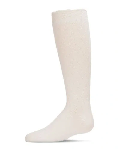 Memoi Kids'  Double Diamond Knee High Socks In White
