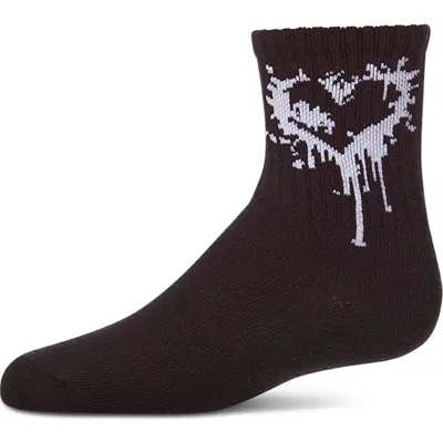 Memoi Babies'  Dripping Heart Novelty Crew Sock In Black