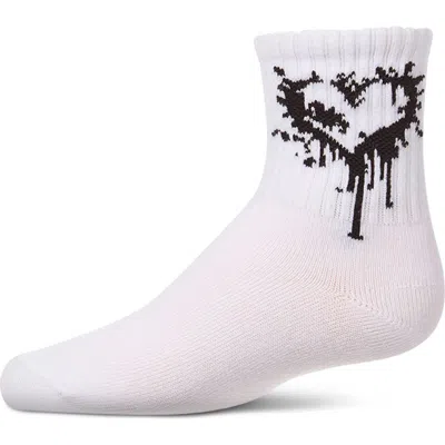 Memoi Babies'  Dripping Heart Novelty Crew Sock In White