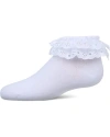 Memoi Kids'  Dual Layer Eyelet Lace Anklet Sock In White