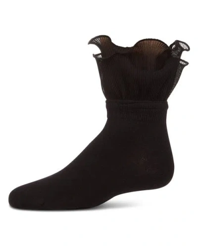 Memoi Babies'  Dual Layer Ruffle Anklet Socks In Brown