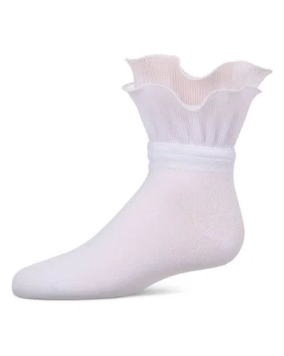 Memoi Babies'  Dual Layer Ruffle Anklet Socks In White