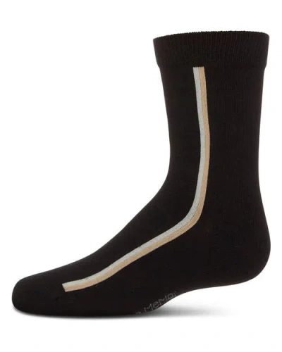 Memoi Kids'  Dual-stripe Fine-gauge Crew Sock In Black