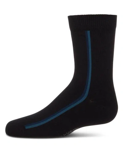 Memoi Kids'  Dual-stripe Fine-gauge Crew Sock In Black