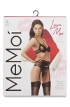 Memoi Elena Underwire Bra, Garter Belt & Thong Set In Black