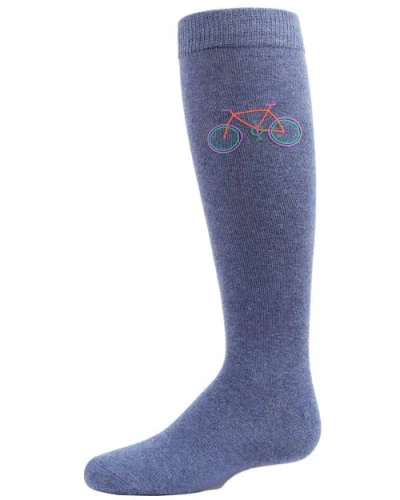 Memoi Kids'  Embroidered Bicycle Knee-high Socks In Blue