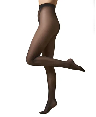 Memoi Energizing Light Support Non-control Top Pantyhose In Black