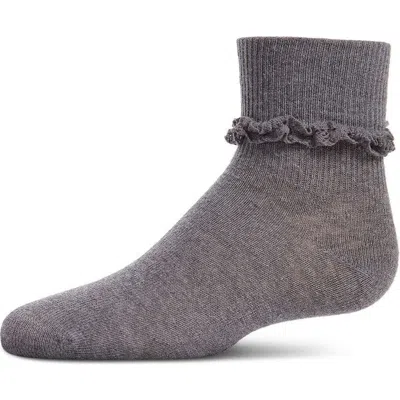 Memoi Babies'  Eyelet-ruffle-trim Ankle Sock In Gray
