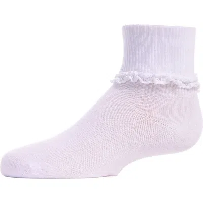 Memoi Babies'  Eyelet-ruffle-trim Ankle Sock In White