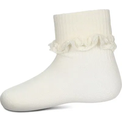 Memoi Babies'  Eyelet-ruffle-trim Ankle Sock In White