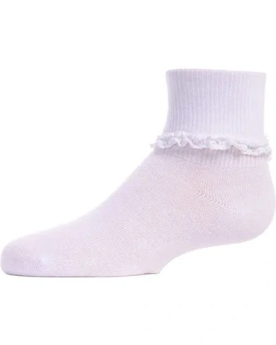 Memoi Kids'  Eyelet-ruffle-trim Ankle Sock In White