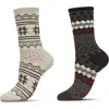 Memoi Fair Isle Assorted 2-pack Crew Socks In Multi