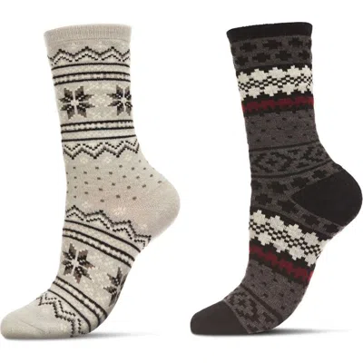 Memoi Fair Isle Assorted 2-pack Crew Socks In Multi
