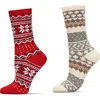 Memoi Fair Isle Assorted 2-pack Crew Socks In Multi