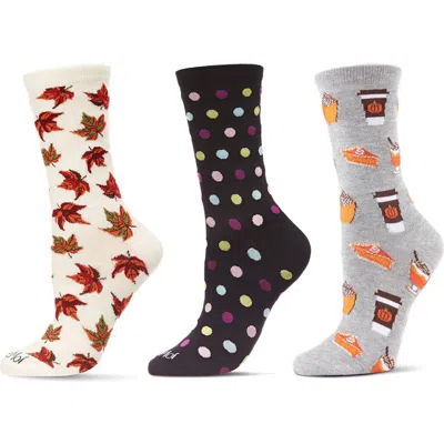 Memoi Fall Assorted 3-pack Crew Socks In Multi