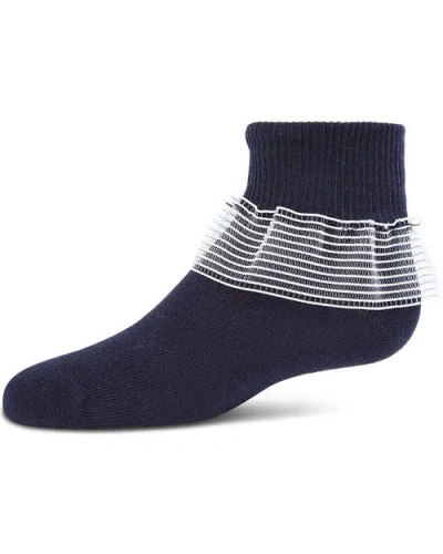 Memoi Kids'  Far Out Lace Ruffle Socks In Blue