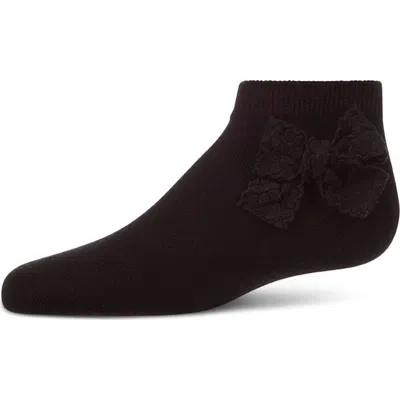 Memoi Fashion Ankle Sock With Floral Lace Bow (baby) In Black