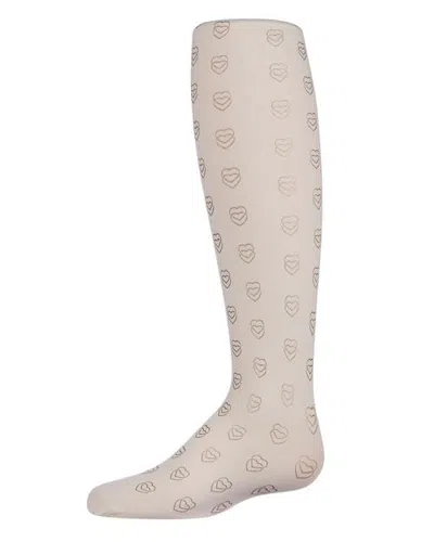 Memoi Feet Your Heart Out Printed Tights (toddler, Little Kid & Big Kid) In Neutral