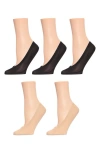 Memoi Fine Edge Sock Liners In Black-beige