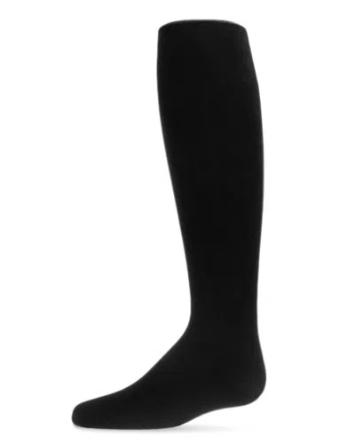 Memoi Kids'  Flocked Back Seam Opaque Tights In Black