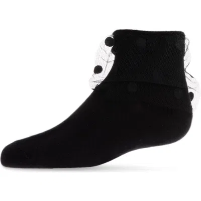 Memoi Babies'  Flocked Dot Tulle Anklet In Black