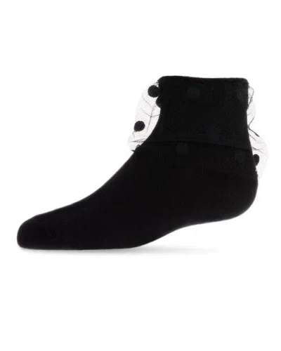 Memoi Kids'  Flocked Dot Tulle Anklet In Black