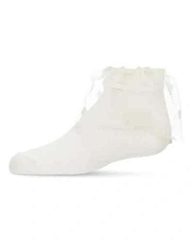 Memoi Kids'  Flocked Dot Tulle Anklet In Neutral