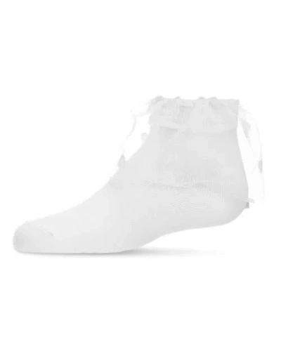 Memoi Kids'  Flocked Dot Tulle Anklet In White