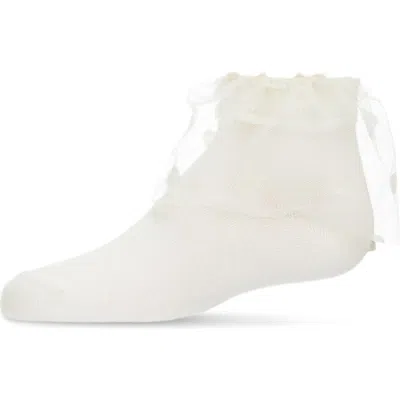 Memoi Babies'  Flocked Dot Tulle Anklet In White