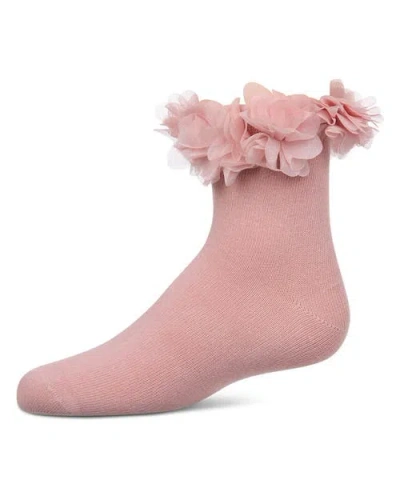 Memoi Babies'  Floral Halo Anklet Socks In Pink