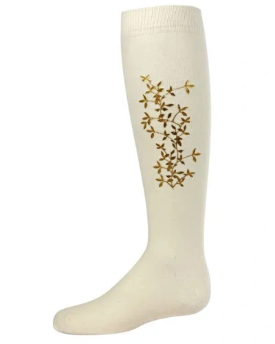 Memoi Kids'  Foil And Foliage Knee Socks In Neutral