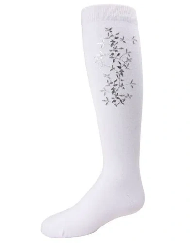 Memoi Kids'  Foil And Foliage Knee Socks In White