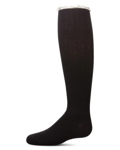 Memoi Kids'  Foldover Two Tone Knee High Socks In Brown