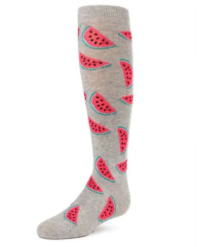 Memoi Kids'  Fruity Fun Watermelon Knee-high Socks In Gray