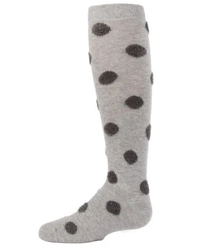 Memoi Kids'  Fun & Fuzzy Polka Dot Knee Socks In Gray
