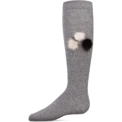 Memoi Kids'  Fuzzy And Fun Pom-pom Knee Socks In Gray