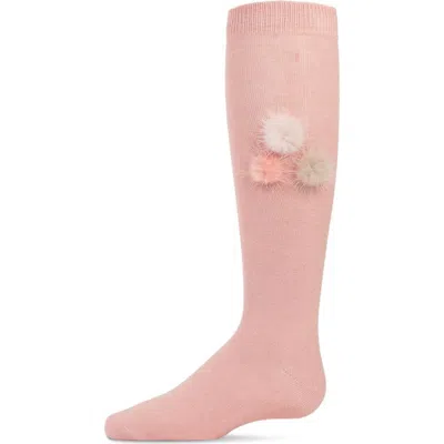 Memoi Kids'  Fuzzy And Fun Pom-pom Knee Socks In Pink