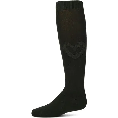 Memoi Kids'  Fuzzy Heart Embellished Knee Sock In Hunter Green