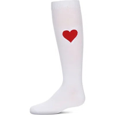 Memoi Kids'  Fuzzy Heart Knee High Socks In White